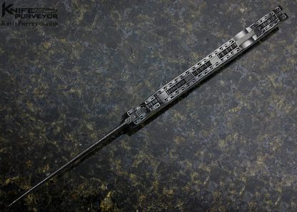 Joe Kious Custom Knife Damascus & Jade Interframe Lockback Dagger Engraved by Tim George - Image 6