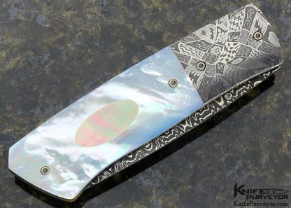 Bill Ankrom Custom Knife Robert Eggerling Mosaic Damascus and Multi Pearl Linerlock - Image 3