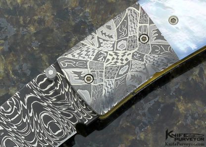 Bill Ankrom Custom Knife Robert Eggerling Mosaic Damascus and Multi Pearl Linerlock - Image 2