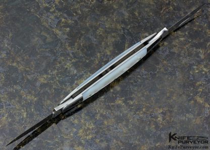 Eugene Shadley Custom Knife 2 Blade Mother of Pearl with Gold Pins and Escutcheons Slip Joint - Image 7
