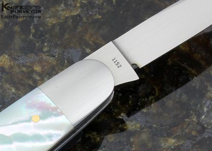 Eugene Shadley Custom Knife 2 Blade Mother of Pearl with Gold Pins and Escutcheons Slip Joint - Image 4