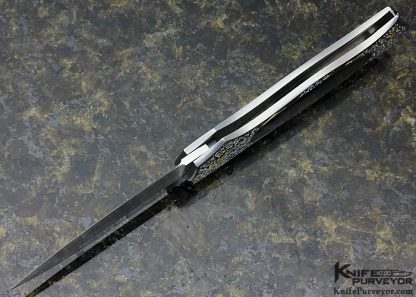 Joe Kious Custom Knife Engraved Black Jade Lockback Dagger - Image 7