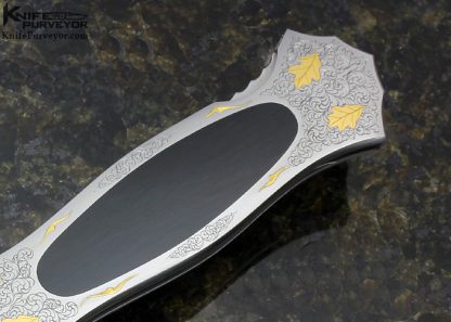 Joe Kious Custom Knife Engraved Black Jade Lockback Dagger - Image 3
