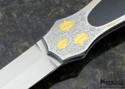 Joe Kious Custom Knife Engraved Black Jade Lockback Dagger - Image 2