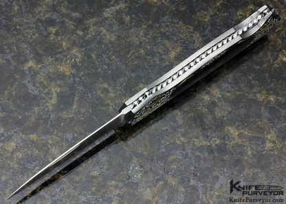 Joe Kious Custom Knife Engraved Black Jade Lockback Dagger - Image 6