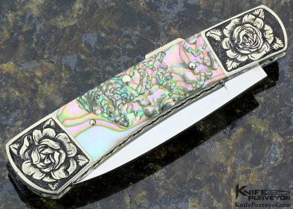 Harvey McBurnette Custom Knife Sole Authorship Engraved Abalone Shell Front Lock - Image 3