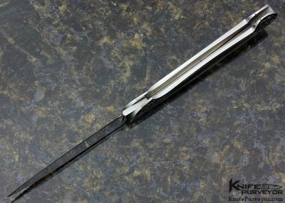 Andy Mills Custom Knives Terry Theis Engraved Black Lip Tahitian Pearl Shell Interframe Lockback - Image 5