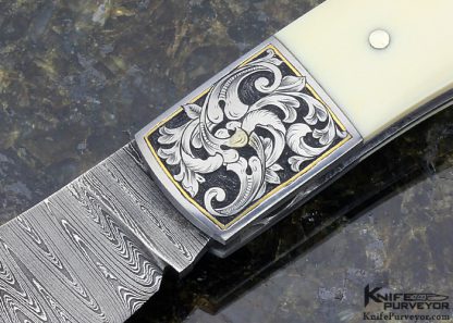 Jerry Fisk Custom Knife Sole Authorship Engraved & Damascus Slip Joint - Image 2