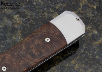 Protech Custom Knife "Godfather 2008 #16" Damascus & Ironwood Button Lock Auto Dagger - Image 3