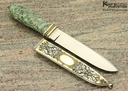Buster Warenski Custom Knife Julie Warenski Engraved Carved Jade San Francisco Dagger - Image 5