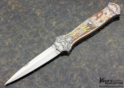 Joe Kious Custom Knife Jon Robyn Engraved "Jack The Ripper" Lockback Dagger - Image 5