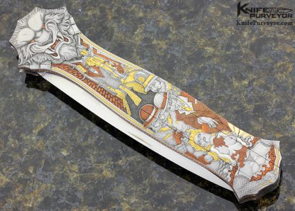 Joe Kious Custom Knife Jon Robyn Engraved "Jack The Ripper" Lockback Dagger - Image 6