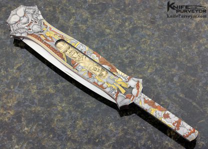 Joe Kious Custom Knife Jon Robyn Engraved "Jack The Ripper" Lockback Dagger - Image 7