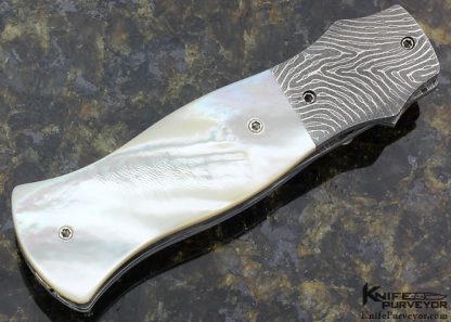 Lourens Prinsloo Custom Knife Damasteel & Mother of Pearl Shell Linerlock Dagger - Image 3