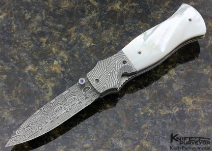 Lourens Prinsloo Custom Knife Damasteel & Mother of Pearl Shell Linerlock Dagger