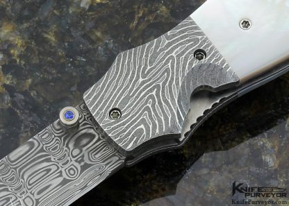 Lourens Prinsloo Custom Knife Damasteel & Mother of Pearl Shell Linerlock Dagger - Image 2