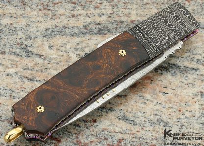 Howard Hitchmough Custom Knife Damasteel, Devin Thomas "Spirogrpah" Damascus & Desert Ironwood Midlock - Image 3