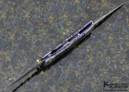 R.B. Johnson Custom Knife Damascus, Meteorite & Mosaic Damascus 2 Blade Linerlock - Image 8