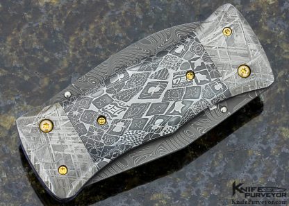 R.B. Johnson Custom Knife Damascus, Meteorite & Mosaic Damascus 2 Blade Linerlock - Image 6
