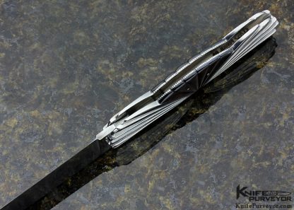 Ken Steigerwalt Custom Knife "Icarus" Blacklip Tahitian Pearl And Damascus Midlock with 14Kt Gold Spine - Image 5