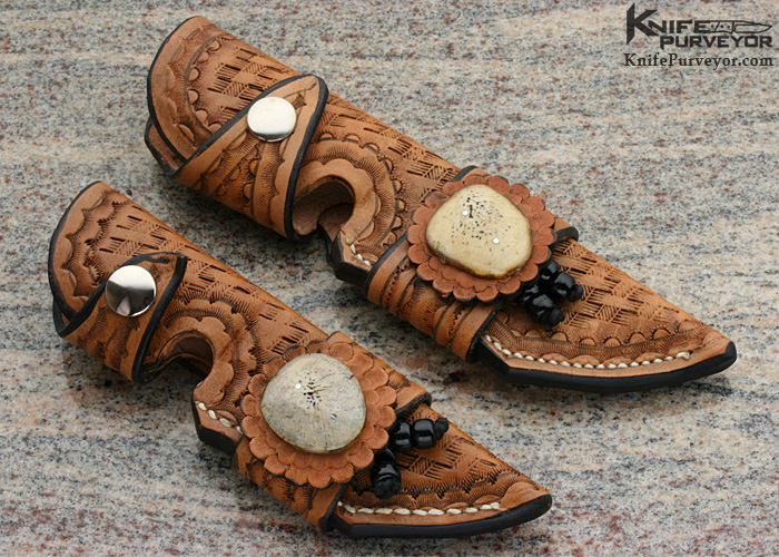 D'Alton Holder Custom Knife Engraved By Pat Holder "My Knife Set" with Amber, Oosic and Redwood Burl - Image 6