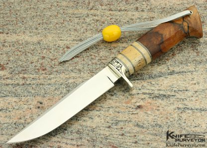 D'Alton Holder Custom Knife "Slim" Natchez with Fossilized Walrus Bone, Oosic and Spalted Maple Engraved by Pat Holder