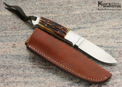 Dietmar Kressler Custom Knife Amber Stag Integral Drop Point Hunter - Image 6