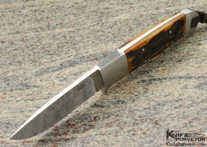 Dietmar Kressler Custom Knife Amber Stag Integral Drop Point Hunter - Image 3