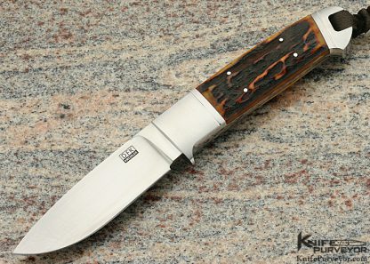 Dietmar Kressler Custom Knife Amber Stag Integral Drop Point Hunter
