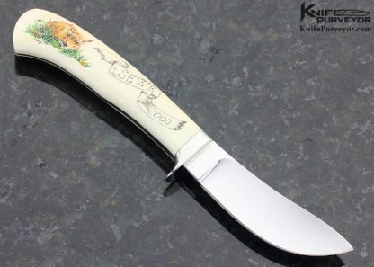 George Herron Custom Knife Sandra Brady Scrimshawed Skinner without Sheath - Image 4