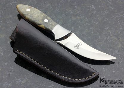 Russell Easler Custom Knife Curved Burlwood Skinner - Image 6