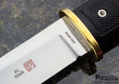 Al Mar Custom Knife Brass & Checkered Composition Fixed Blade - Image 2