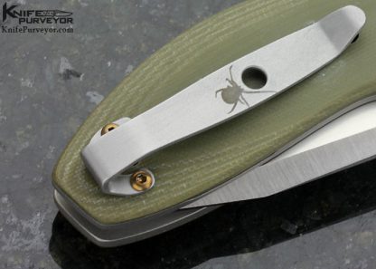 Kirby Lambert Custom Knife Multi Grind Tanto Snap Flipper with Carbon Fiber and Green G10 Linerlock - Image 4