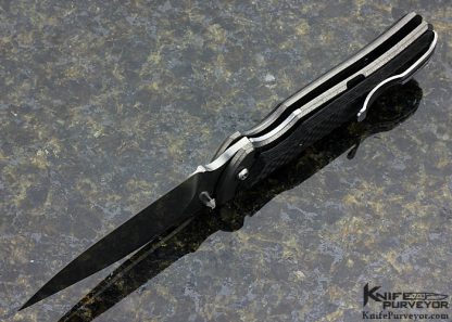 Matt Diskin Custom Knife Carbon Fiber "Fire" Scale Release Auto Frame Lock - Image 5