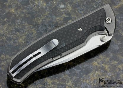 Matt Diskin Custom Knife Carbon Fiber "Fire" Scale Release Auto Frame Lock - Image 3