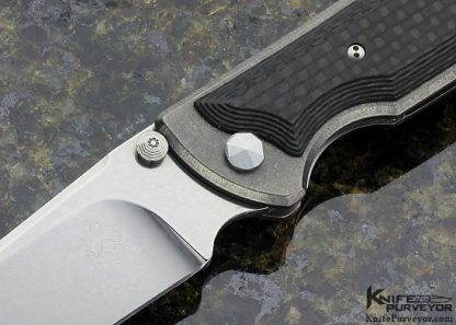 Matt Diskin Custom Knife Carbon Fiber "Fire" Scale Release Auto Frame Lock - Image 2