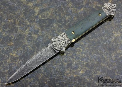 Ken Steigerwalt Custom Knife and Damascus & Blue-Green Mastodon Ivory Tab Release Auto