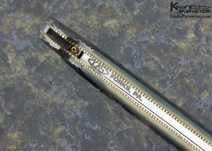Ken Steigerwalt Custom Knife and Damascus & Blue-Green Mastodon Ivory Tab Release Auto - Image 6