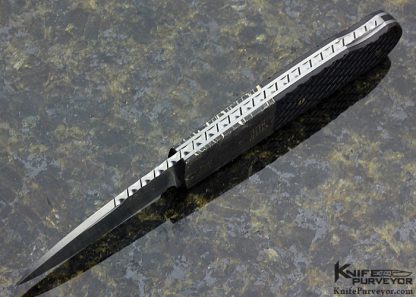 W.D. Pease Custom Knife Checkered Pen Shell and Damascus Lockback - Image 4