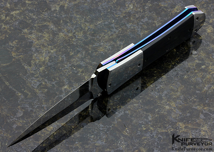 Nate Clark Custom Knife Black Micarta D/A Automatic Linerlock Dagger - Image 5