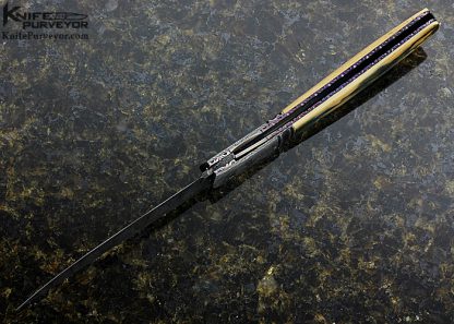 21 june 2017 Don Hanson III Custom Knife Sole Authorship Damascus  Lever Release Linerlock - Image 5