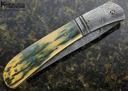 21 june 2017 Don Hanson III Custom Knife Sole Authorship Damascus  Lever Release Linerlock - Image 3
