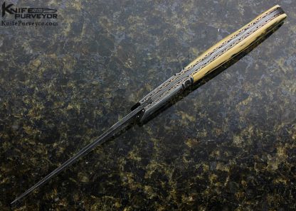 21 june 2017 Don Hanson III Custom Knife Sole Authorship Damascus  Lever Release Linerlock - Image 4