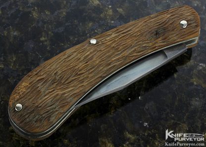 Hidetoshi Nakayama Custom Knife "Turtle" Carved Boxwood Slip Joint - Image 3