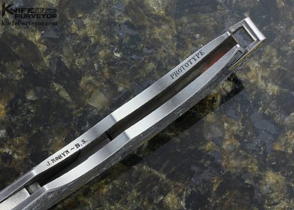 Jim Martin Custom Knife Damascus Prototype Lockback "Turtle and Owls" Engraved by Jon Robyn - Image 7
