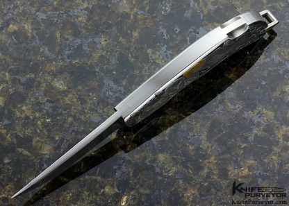 Jim Martin Custom Knife Damascus Prototype Lockback "Turtle and Owls" Engraved by Jon Robyn - Image 5