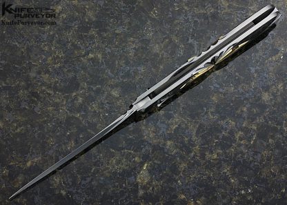 Wolfgang Loerchner Custom Knife Fluted Damascus & 14Kt Gold Lockback Dagger - Image 6