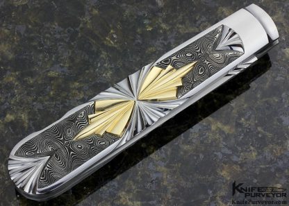 Wolfgang Loerchner Custom Knife Fluted Damascus & 14Kt Gold Lockback Dagger - Image 4