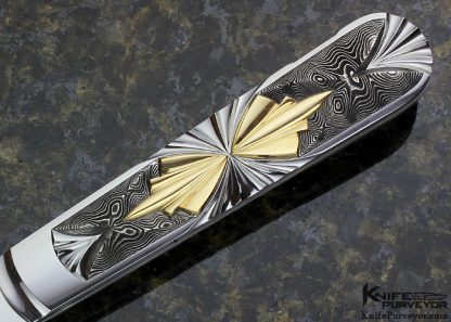 Wolfgang Loerchner Custom Knife Fluted Damascus & 14Kt Gold Lockback Dagger - Image 3