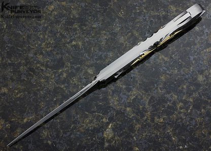 Wolfgang Loerchner Custom Knife Fluted Damascus & 14Kt Gold Lockback Dagger - Image 5